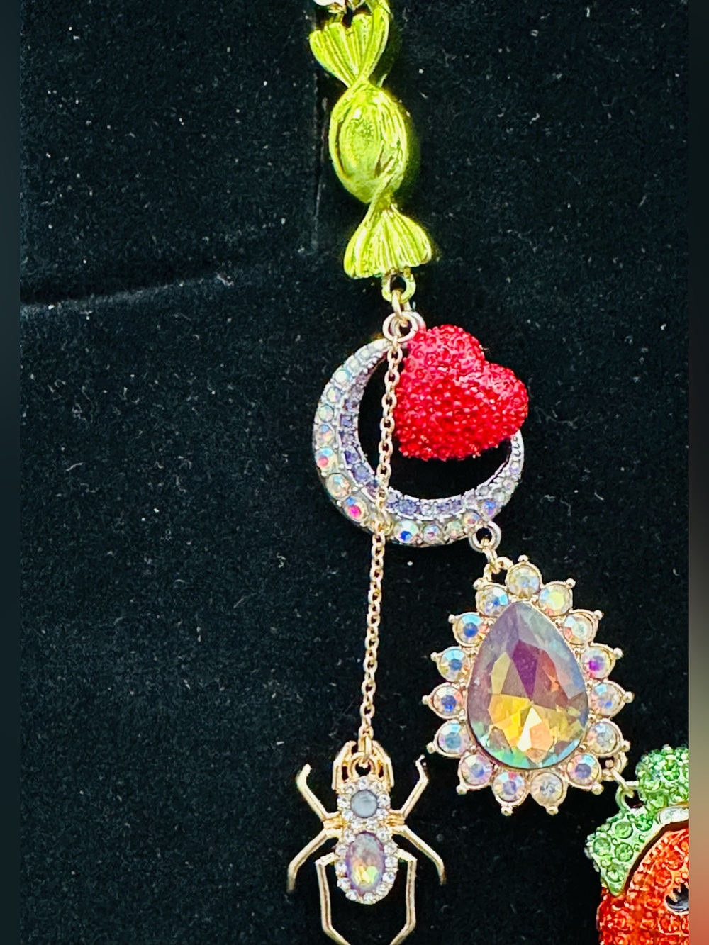 Betsey Johnson Halloween Charm Rhinestone Necklace & Matching Bracelet - Picture 4 of 11